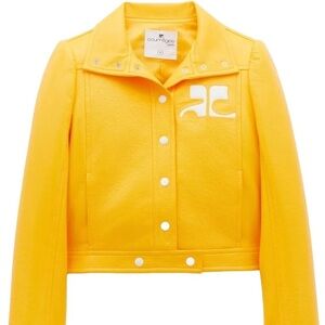 Courreges Women’s Reedition Mustard Yellow Vinyl Cropped Jacket